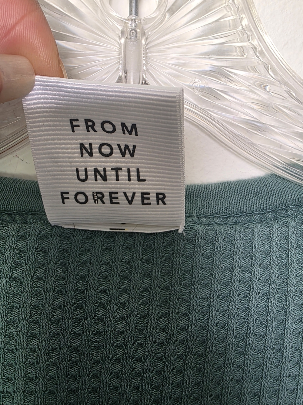 aerie Long Sleeve Waffle Henley Top in Sage Green - Picture 4 of 9
